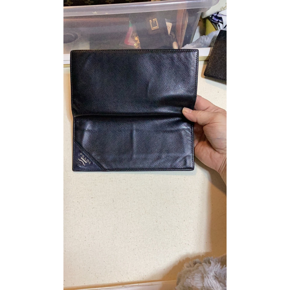 Prada long wallet black blue NOT GOING LOWER. Resets to $170 Monday - Picture 2 of 8